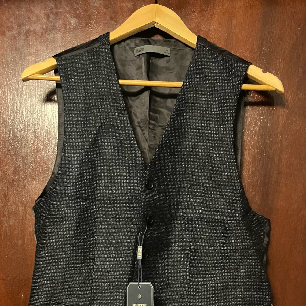 Men’s Onassis Heather Blue Button Wool Vest
